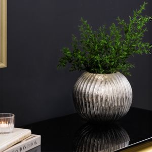 riess-ambiente Moderne Vase ELEGANCE 25cm silber Hammerschlag Design Dekoration Deko Blumenvase Pflanzgefäß