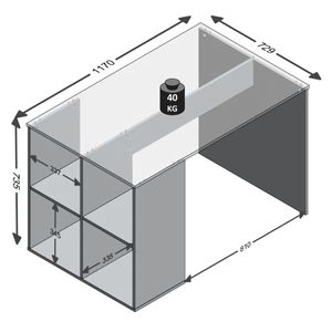 Stôl FMD s policou 117×73×75 cm vzhľad betónu
