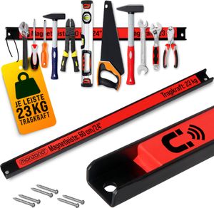DEUBA® Magnetleiste 60cm 23kg Tragkraft Magnetisch Werkzeugleiste Werkzeughalter Werkzeugwand Werkstatt Werkzeug Organizer inkl. Montagematerial