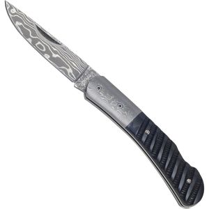 HALLER Damast-Taschenmesser Büffelhorn Klappmesser Messer 70mm Geschenkbox 42973