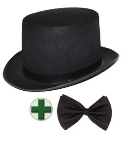 Zylinder Hut schwarz Herren mit Fliege schwarz Größe: ohne Attribut