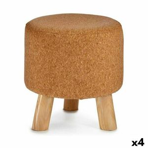 Puff Braun Kork Holz MDF 28 x 28 x 28 cm (4 Stück)