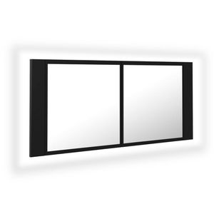 vidaXL LED zrkadlová skrinka do kúpeľne čierna 100x12x45 cm akryl