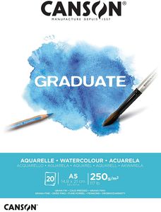 CANSON Studienblock GRADUATE AQUARELLE DIN A5 weiß 20 Blatt