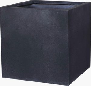VIVANNO Pflanzkübel Blumenkübel Fiberglas Steinoptik "Block" Würfel, Anthrazit 40x40x40 cm