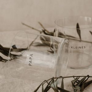 Eulenschnitt Trinkglas im 2er Set Papa & Kleines Gläserset Glasset