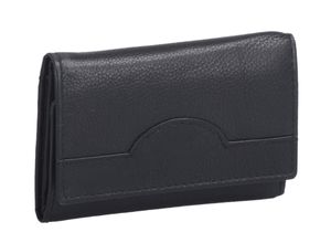 Hakenschlüsseltasche, Leder, mit vielen Fächern, schwarz
