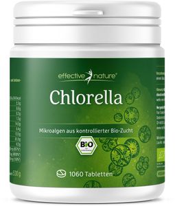 Chlorella Bio Tabletten 1060 Stk. - Aus Bio-Anbau - Hochdosiert mit 500 mg - Reicht für 3 Monate