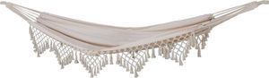 SVITA Luxushängematte mit Schmucksaum Boho Macrame Baumwolle Beige