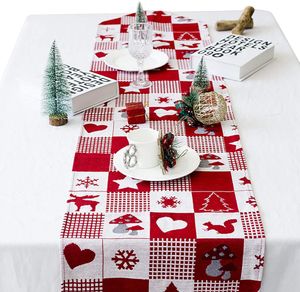 Weihnachten Tischläufer, Rot Weihnachten Tischdecke Abwaschbar Esstisch Läufer Dekorative Weihnachten Tischdekoration (35x170cm)