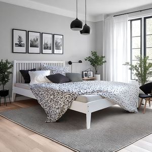 Homestyle4u Holzbett 140x200 mit Lattenrost Weiß Klassisches Bett Doppelbett Holz Kiefer Massivholz