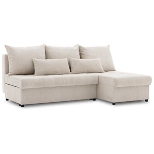 Ecksofa mit Schlaffunktion, Eckcouch mit Bettkasten VENEZIA, Cord - Beige Ecksofa mit Schlaffunktion, Eckcouch mit Bettkasten VENEZIA, Cord - Beige