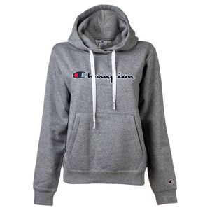 Champion Damen Hooded Sweatshirt - Kapuze, Hoodie, Logo-Stick, langarm, uni Grau XS