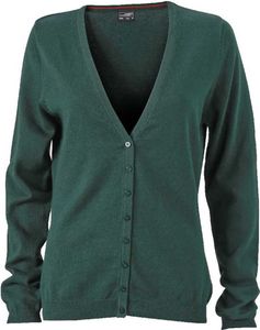 James & Nicholson Damen V-Ausschnitt Cardigan JN660 forest green S