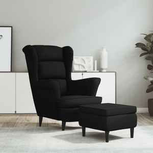 vidaXL Ohrensessel mit Hocker Schwarz Samt vidaXL Ohrensessel mit Hocker Schwarz Samt