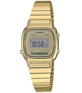 Náramkové hodinky CASIO Retro Vintage - LA670WGA-9D Barva řemínku: žluté zlato LCD Dámský číselník