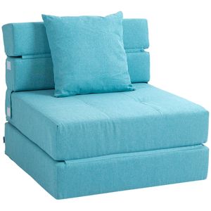 HOMCOM Schlafsessel klappbar, Schlafsofa, 2-in-1 Klappsessel mit Bettfunktion, Relaxsessel mit Kissen, Gästebett für Wohnzimmer, Schlafzimmer, bis 100 kg Belastbar, Blau