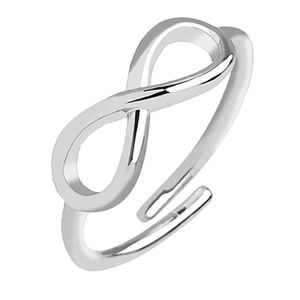 viva-adorno Ring Zehenring Mittelring Midi Damenring verstellbar Fusschmuck Messing rhodiniert silber Infinity Unendlichkeit Z532