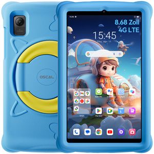 OSCAL Pad5kids 8.68 Zoll Android 14 Kinder Tablet mit EVA Hülle, 12GB(4+8) RAM+128GB ROM, Octa-Core, Kindersicherung, 8+13MP Kamera, 4G Dual SIM, Blau