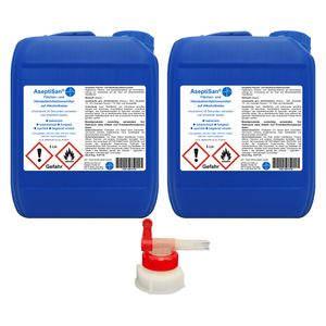 AseptiSan Flächen- und Händedesinfektionsmittel - VAH gelistet I 2 x 5 Liter Kanister inkl. 1 x AGH