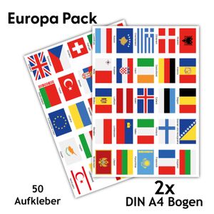 50 Länderfahnen Flaggen Aufkleber Set "Europa" für Modellbau Fahrrad Auto Motorrad R108