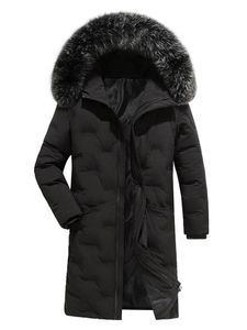 Damen Daunenjacken Lang Winterjacke Warme Jacke Outdoorjacke mit Kapuze Outdoor Mantel Schwarzer Haarkragen,Größe EU XXL