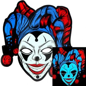 Leuchtende Frauen Harlekin Clown Maske I  LED Gruselmasken Faschingsparty Karneval Mottoparty I Halloween-Party Outfit