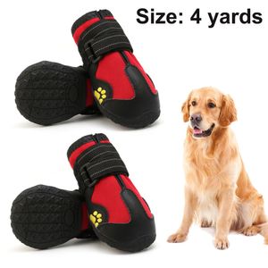 Hundestiefel Wasserdichte Schuhe für Hunde mit Reflexstreifen Robuste Anti-Rutsch-Sohle(Rot, 4 Meter)
