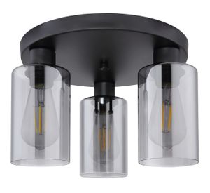 Globo Lighting Deckenleuchte Metall schwarz matt, Glas rauchfarben, ø: 340mm, H: 220mm, exkl. 3x E27 60W 230V
