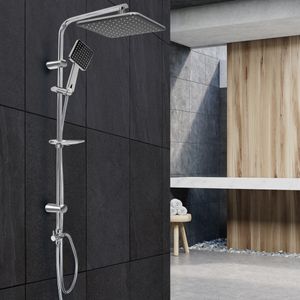 ECD Nemecko Sprchový systém z nehrdzavejúcej ocele, oválny dizajn, sivý/čierny, ručná sprcha s anti-calc dizajnom, sprchová lišta s uhlovou hlavovou sprchou, montážny materiál Sprchová súprava Rain shower set Rain shower head