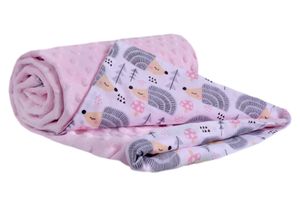 Babydecke für babys Baumwolle, 75x100, graue Igel mit Hellrosa Minky