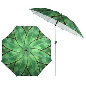 Rivanto® Sonnenschirm Bananenblätter mit Metallstiel, Ø 184 cm, Höhe 226 cm, höhenverstellbar, kann abgewinkelt werden, grüne Bananenblätter Optik