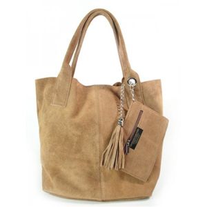 Vera Pelle Handtaschen Zamsz XL A4 Shopper Bag Camel, W567C