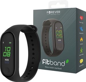 Forever SB-50 Fitband - Verbundenes Fitnessarmband Aktivitäts- & Herzfrequenz-Tracker Diskret und leicht, lange Akkulaufzeit Schwarz