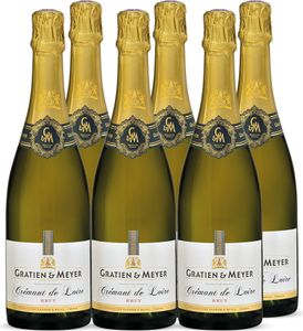Gratien & Meyer Crémant de Loire A.O.C Brut (6x0,75l) Edler französischer Schaumwein - Cremant auf Champagner Niveau - Frisch fruchtig, Traditionelle