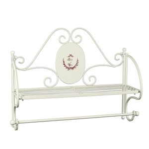 Nostalgie Handtuchhalter, Badezimmer Regal mit Handtuch Stange, Eisen Weiß