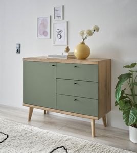Sideboard Alva in Salbei Grün und Eiche Evoke Nachbildung Kommode Landhaus, skandinavisch 107 x 83 cm