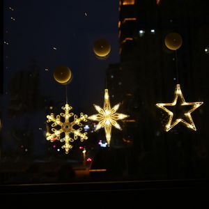 Weihnachtsbeleuchtung Fenster, 3 Stück LED Vorhang Licht, Weihnachtsdeko Fenster mit Saugnäpfe