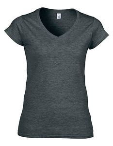 Gildan Damen T-Shirt Softstyle® V-Neck 64V00L Grau Dark Heather L