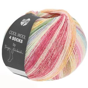 Lana Grossa - Cool Wool 4 Socks Print 7757 hellgrau dunkelrot weinrot grün ocker sandgelb petrol