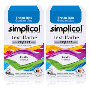 Simplicol Textilfarbe expert Enzian-Blau 150g - Farbe zum Färben (2er Pack)