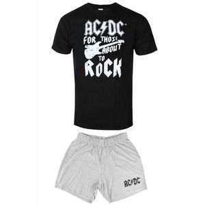 AC/DC - "For Those About to Rock" Schlafanzug mit Shorts für Herren/Damen Uni RO2948 (XXL) (Schwarz/Grau)