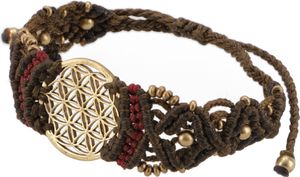 Goa Armband, Makramee, Festival Armband - Blume des Lebens/braun Modell 17, Baumwolle,Messing, 24*3*0,5 cm, Armreifen & Armbänder Modeschmuck