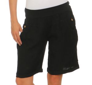 Bermuda Shorts Damen Leinenshorts kurze Hose Freizeithose 100% Leinen Shorts Uni Sommer Strand Art. 276  Schwarz XXL