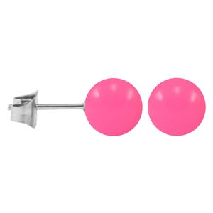 1 Paar 316L Chirurgenstahl Ohrstecker mit Acrylkugel in Neonfarbe Größe - 3 mm Farbe - Pink rund Ohrschmuck Ohrringe Ohrhänger