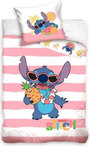 Pościel dziecięca Disney Lilo & Stitch w różowe paski 135x200cm