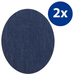 mumbi Flicken zum Aufbügeln, Bügelflicken Jeans, oval, dunkelblau (2 Stück)
