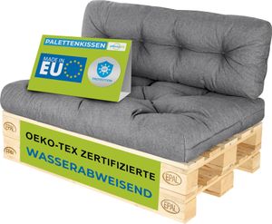 Pillows24 - Vankúše na palety odolné voči vode a UV žiareniu - SADA 2 kusov | Vankúše na europalety 120x80 - Nábytok z paliet - Vonkajší/vnútorný, tmavosivá