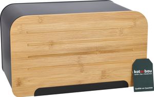 KOTARBAU® Brotkasten Emailliert mit Bambusbrettdeckel Brotbehälter Brotbox