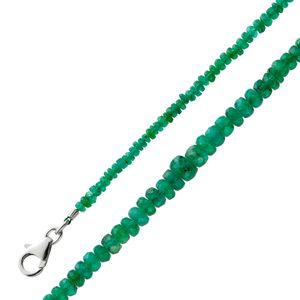 Edelsteinkette Smaragdkette 45cm facettiert grün Smaragd 2,5-6mm Silber Karabiner 45